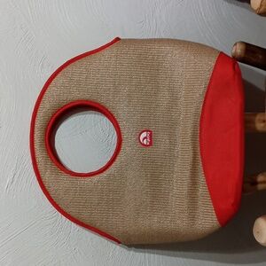 IGLOO  large Insulated Straw Bag Cooler Beach Grass Beach Bag Tote Orange Beige